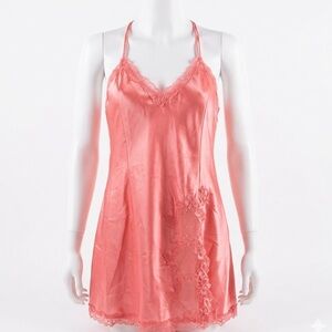 La Perla Vintag Elegant Pink Lace Trim Chemise